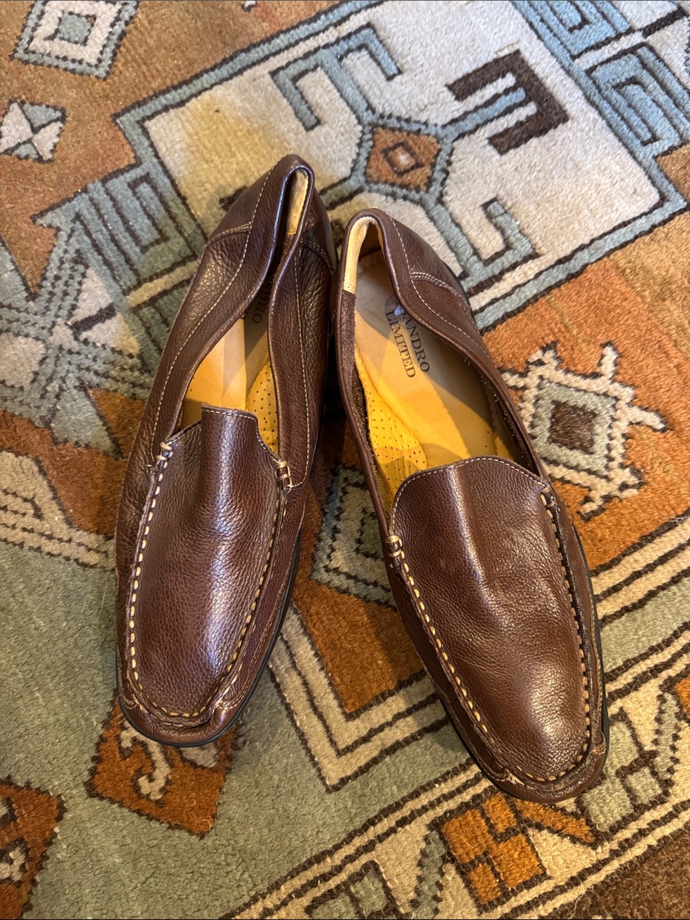 Brown Pebbled Leather Slip-On Loafers